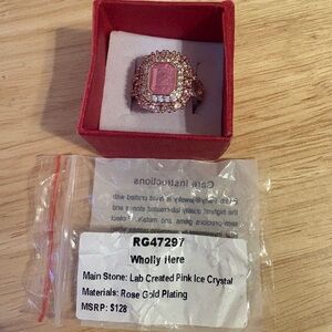 Bomb Party “Wholly Here” Pink Ice Crystal on Rose Gold Plating